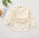 White Love - Toddler & Baby Long Sleeve Waterproof Apron Smock Bib.